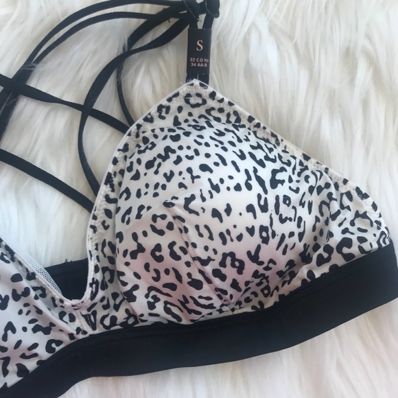 VS Leopard Strappy Padded Bralette Bra NWT S Satin - Picture 2 of 4